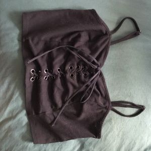 Black criss cross crop top